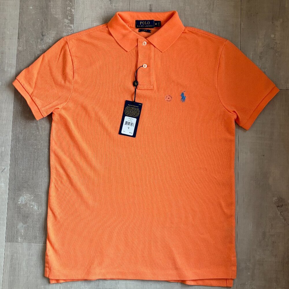 Polo Ralph Lauren Classic Fit Pullover Cotton Polo Shirt Orange Size Medium NWT
